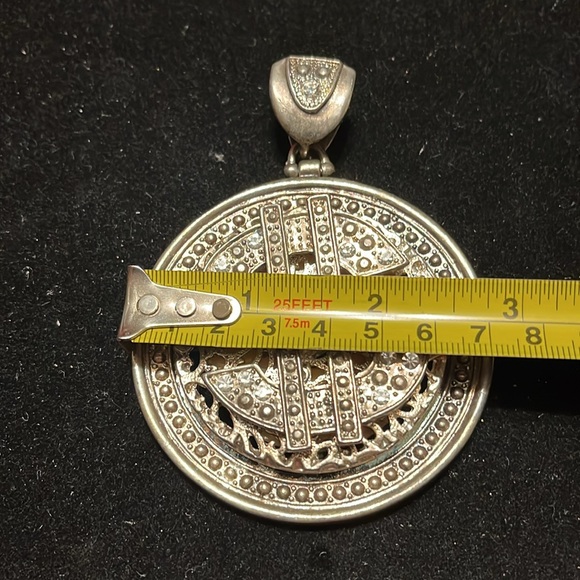 Silver Dollar Rhinestone Sign Pendant - Picture 15 of 17